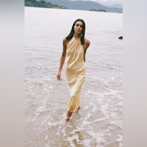 Zara Satin Halter Midi Dress